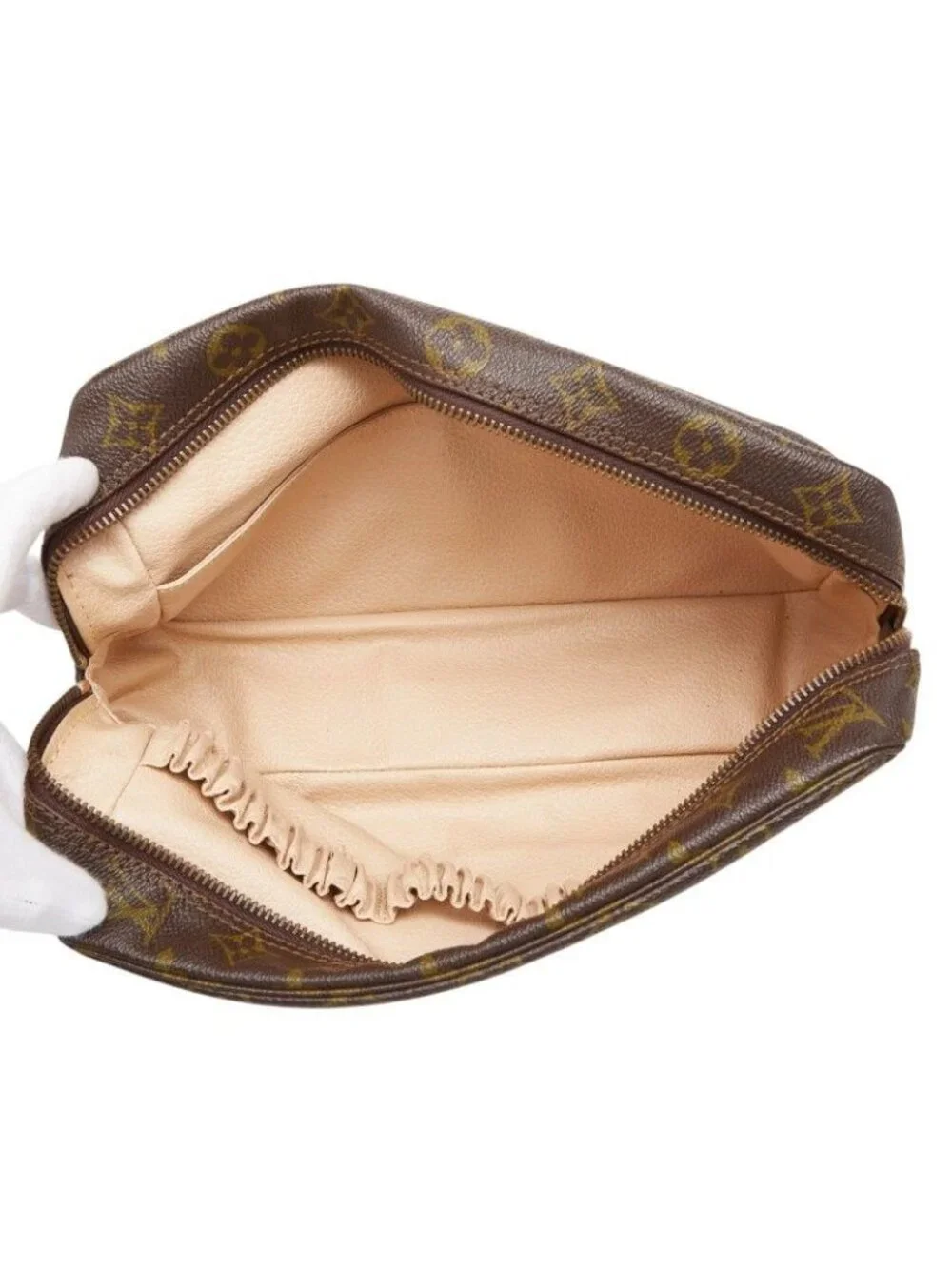 Louis Vuitton Monogram Trousse Toilet 28 Clutch Brown Leather
